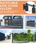 Heavy Duty Sliding Gate Roller Guide Set With 3 Inch Nylon Support, Adjustable Steel L Bracket Wheels for gates and doors