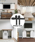 5Ft Mini Double Door Barn Door Hardware Kit For TV Stands And Cabinets Durable Black Steel Track J Shape Hangers