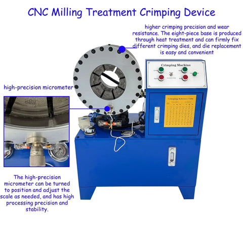 IntsuPimai 4Kw Electric Hydraulic Hose Crimper With 14 Dies For 0 2 To 4 Inch Tube Swaging Dual Control Heavy Duty Pipe Machine 3 Phase 220V Industrial Grade Rubber Hose Fitter, CNC milling device with precision micrometer.