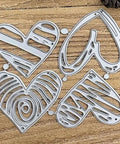 Heart Frame Metal Die Cuts Set Of 4 For Scrapbooking And Card Making DIY Photo Embossing Stencils 9.4x7.7 cm Silver Carbon Steel