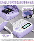 Handheld Electric Label Maker With Keyboard And BZ Laminated Tapes Offering Super Slick Operation showing dual power options