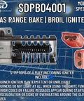 Gas Range Bake And Broil Igniter Replacement Direct Fit For Model Specific Applications 120V 3.2 To 3.6 Amps Not Universal Four And A Half Inch Body With Twelve Inch Lead, showing igniter details and specifications with emphasis on usage symptoms.