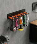 Rock Solid Wall Mount Air Tool Holder Lockable Five Slot Pneumatic Rack For Garage with various air tools mounted
