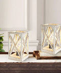 2 Pack Retro Battery Powered Table Lamps Cordless Nightlight Set For Living Room Bedroom Patio Backyard White Finish Portable Cozy Decorative Lights With Warm Glow And Long Lasting Fairy Bulbs displayed on a table