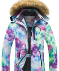 Women's Winter Ski Parka Hooded Jacket Waterproof Snow Mountain Coat With 240g Down Alternative Insulation, colorful design.