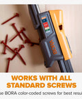 Pro Compact Pocket Hole Jig Kit With Auto Adjusting Drill Guide shown with color-coded size settings.