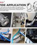 DIY Stainless Steel Hose Clamps Kit With 32.81 Ft Adjustable Strap And 20 Heavy Duty Worm Gear Fasteners, image shows usage examples.