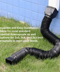 Two Pack Flexible Rain Gutter Downspout Extender 21 To 68 Inches Extendable Drain Spout Connector in grass, black PE material