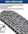 Pre-stretched Patioer Heavy Duty Roller Chain #50H, 10 Feet Carbon Steel, for conveyors and machinery, showing chain links.