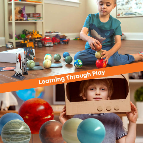 Special Edition Solar System Stress Balls For Kids Ages 3 To 5 A Totally Kid Friendly Fidget Toy And Learning Kit That Doubles As A 3D Planet Model And Space Education Project For Hands On Exploration, child arranging planet balls