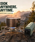 Portable Butane Gas Stove For Camping And Outdoor Cooking Lightweight Compact Single Burner With Durable Carrying Bag in use
