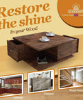 Straight Forward Cabinet And Wood Cleaning Spray Powered By Real Beeswax Furniture Polish To Cut Through Grease And Leave A Slick Protective Layer On Every Hardwood Table Without Muddying Your Preferred Stain Shade Inside A Roomy 23 Oz Pump Bottle on a wooden table with coffee cups.