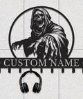 Personalized Badass Grim Reaper Key Holder With Custom Name laser cut metal skull wall mounted key rack for entryway and man cave
