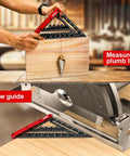 Heavy Duty Aluminum Rafter Square With Carpenter Pencil Built Like A Tank For Dead Accurate Woodworking Layouts And Corner Marking Up To Seven Inches, measuring plumb lines.