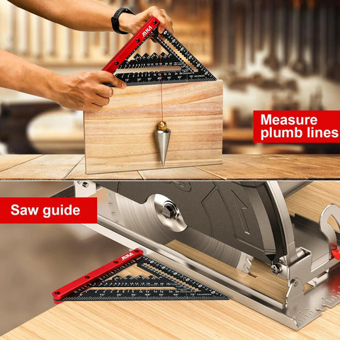 Heavy Duty Aluminum Rafter Square With Carpenter Pencil Built Like A Tank For Dead Accurate Woodworking Layouts And Corner Marking Up To Seven Inches, measuring plumb lines.