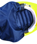 Blue MiraCool Evaporative Cotton Cooling Pad For Hard Hats With Neck Shade And Hook And Loop Closure Deluxe Sweat Absorbing Comfort For Construction Sites Stay Chill Navy attached to hard hat