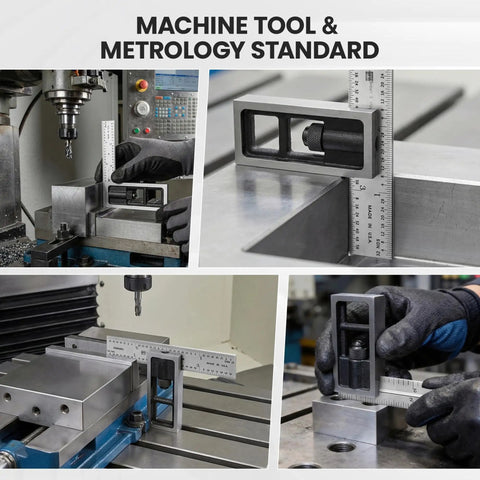 Reading Double Square For Precision Layout And Machine Alignment Adjustable 4 Inch Blade In Satin Chrome Hardened Steel