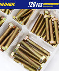 720 Pieces M4 M5 M6 Bolts And Nuts Kit With Hex Screws And Washers Grade 8.8 Alloy Steel Corrosion Resistant For DIY Projects Quick Home Repairs And Auto Fixes Includes 15 Popular Sizes in box