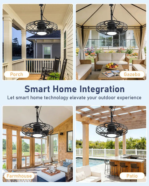 20 Inch Outdoor Ceiling Fan With Light For Patio And Gazebo, installed in porch, gazebo, farmhouse, and patio settings