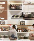 Kick Pantry Chaos To The Curb With This 2 Pack Expandable Pull Out Cabinet Organizer Built For Deep Drawers featuring organized jars.