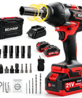 Straight Up Tough As Nails Cordless Impact Wrench 1/2 Inch Square Drive with accessories, batteries, and charger for heavy-duty tasks.