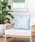 Coastal Hampton Style Outdoor Indoor Pillow Cover 20x20 Water Resistant Blue Stripe for Backyard Patio and Couch Decor