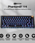 75 Percent Mechanical Keyboard With Top Shelf Frosted Acrylic Casing And Creamy Gasket Mount Smooth Wireless Gaming Board With Massive Battery Life RGB Shine Through Caps Hot Swappable Switches And Full NKRO Support In Matte Black on a desk.