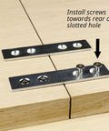 Pack of 8 Heavy Duty Galvanized Steel Mending Plates for Tight Woodworking Panel Joints and Quick Furniture Repair, showing installation instructions on wood.