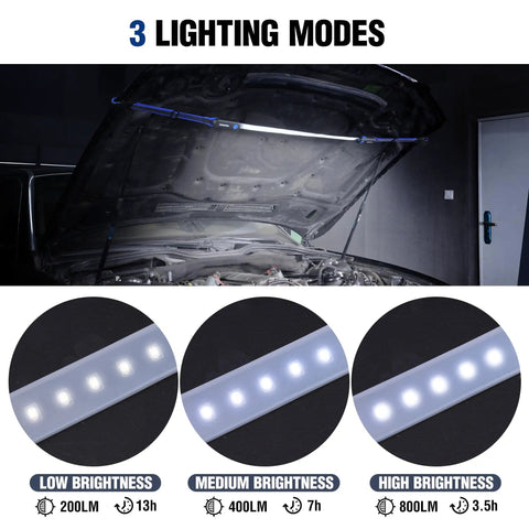 25 Inch LED Underhood Work Light With Foldable Bar Three Lighting Modes Low Medium High