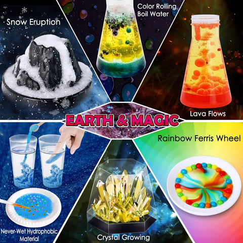 260 Plus Kid-Friendly STEM Science Kit With Hands-On Chemistry Experiments including volcano eruptions and crystal growing