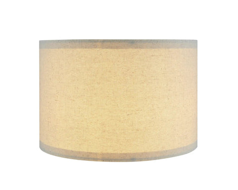 Collapsible Drum Spider Shade In Oatmeal Linen, 12 Inch Top, 12 Inch Bottom, 8 Inch Slant Height, Nickel Fitter, No Fuss Clip On Setup