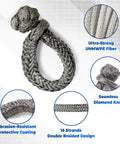 UHMWPE D Ring Anchor Soft Shackle For Heavy Duty Marine Rigging And Recovery, showing double braided design and seamless knot