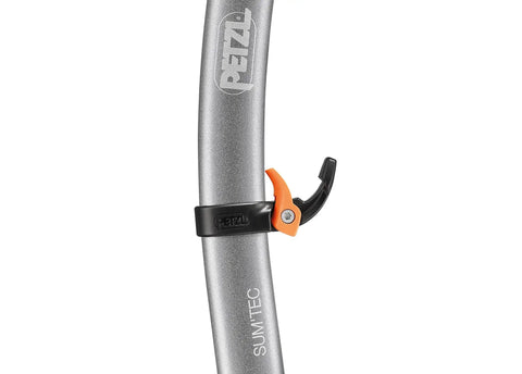 Close-up of adjustable hand rest Trigrest for ice axes, ergonomic design for mountaineering comfort and technical climbing grip.