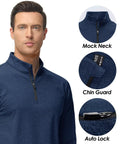 Mens Quarter Zip Fleece Pullover With Micro Fleece Lining Lightweight Moisture Wicking Four Way Stretch Long Sleeve Sweatshirt