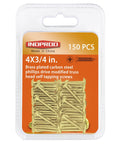 Top Shelf Brass Plated Wood Screws For Number 4 X Three Quarters Inch Truss Head Phillips Drive Fasteners in pack of 150.