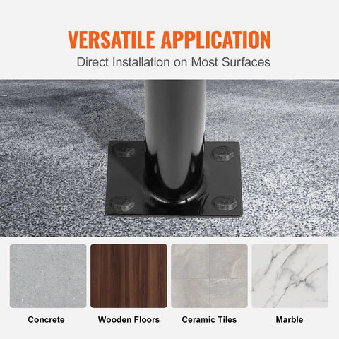 Rock Solid Heavy Duty Outside Step Railing With Matte Black Powder Coat Finish And 330 Lbs Load Rating installation on concrete and wooden floors.