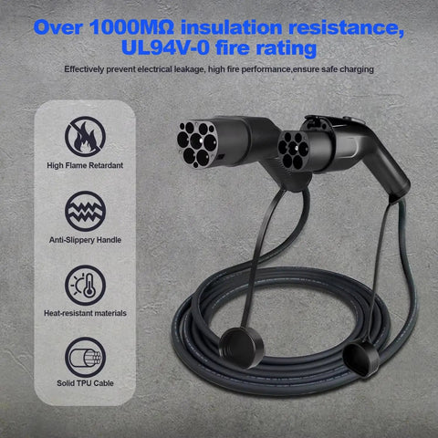 Rock Solid Type 2 To GBT EV Charging Cable, Mode 3 22Kw 32A Three Phase Electric Vehicle Cord with solid TPU build.