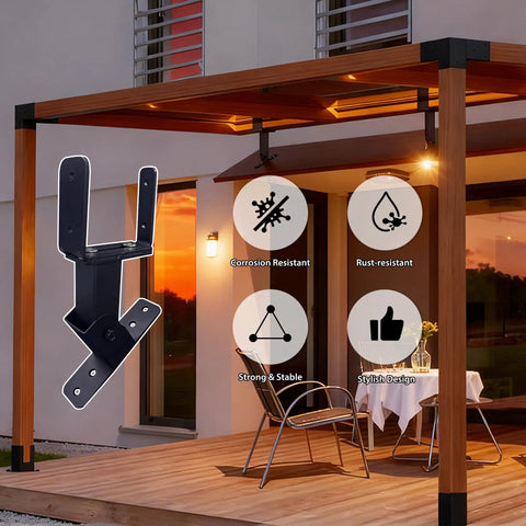 Heavy Duty Roof Riser Bracket Kit For Pergola Posts And Wood Beams, 3 Pcs Adjustable Roof Mount Brackets With Hardware, U Shaped Saddle Design For No Fuss Setup And Solid Custom Fit