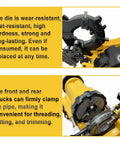 Built Tough Electric Pipe Threader Machine Half To Four Inch Range featuring wear-resistant die and chucks for threading and cutting.