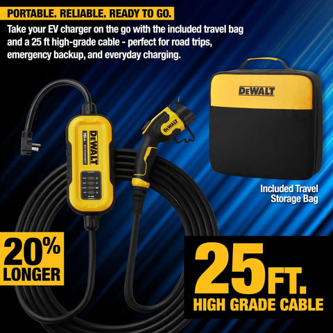 Go To Portable Level 1 And Level 2 EV Charger, 16 Amp, 120 To 240 Volt, 25 Foot Cable with storage bag included, 2024 Model