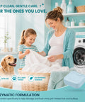 Pet Parent Pro Enzyme Washing Machine Cleaner Tablets with family in laundry room, breaking down pet odors and organic residue