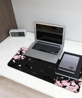 XL Gaming Mouse Pad With Anti Slip Rubber Base And Stitched Edges, Ultra Slick Glide, Huge 31.5 By 11.8 Inches, Anime Black Cherry Blossom Design