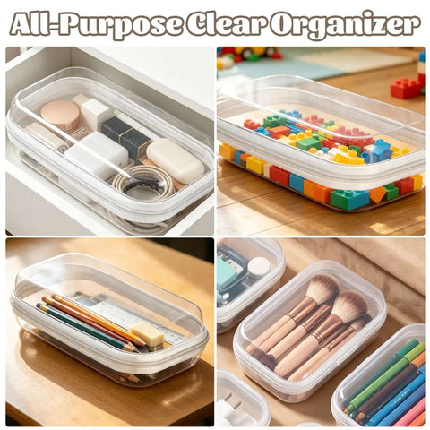 Six Pack Clear Hard Shell Zipper Cases Built Like A Tank With Solid Pet Plastic Keeps Tech And Cards Smash Free Stackable Measures Seven Point Nine By Four Point Seven By Two Inches Ultimate Setup with tech and craft items.
