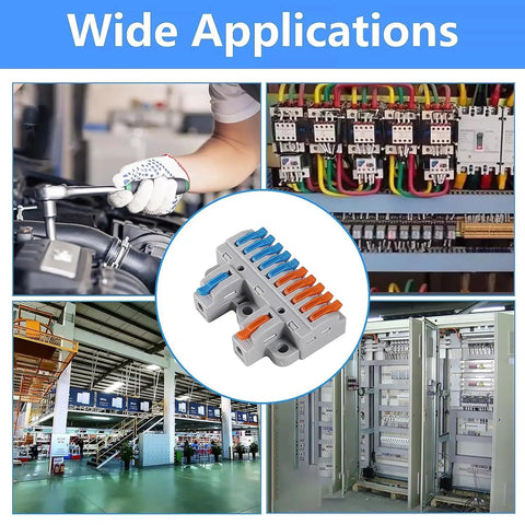 Wide applications of Three Pack Lever Wire Connectors With Quick Wire Release For No Fuss Fast, Easy Snap On Splicing 2 In 10 Out Insulated And Flame Retardant, Corrosion Resistant Built To Last For DIY And Pro Electrical Projects.