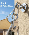 2 Pack Ball Roller Pulleys With 304 Stainless Steel Swivel Blocks For Lifting Quiet Jam Free Operation UGroove Wire Rope Pulleys 661 Lbs SWL And 1100 Lbs Breaking Strength Includes 2 Spring Snap Hooks, 304 stainless pulley block with wire rope