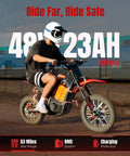 Rider on Off Road Electric Dirt Bike For Teens And Adults With A 2600W Peak Motor, Removable 1123.2Ah Battery Ebike, Dual Brakes