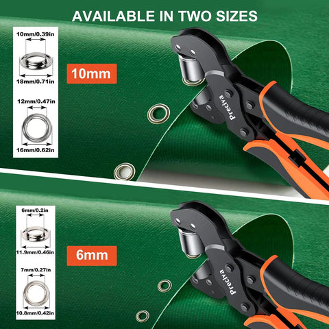 Interchangeable Double Head Handheld Grommet Kit With 400 Silver Grommets 6mm And 10mm Heads Easy Dialing Quick Set For Banners Posters