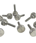 10 Pack 1/4-20 X 1 Inch 303 Stainless Steel Diamond Knurled Thumb Screws With Straight Shoulders Right Hand Threads SAE Flat Tip
