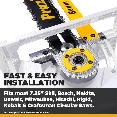 12 Inch Beam Cutter Attachment For Circular Saws - Fits Seven And A Quarter Inch Saws, Non-Worm Drive, Yellow Black close-up