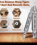 Damaged Screw Extractor Set for Stripped, Rusted, and Broken Screws and Bolts, Broken Bolt Extractor Tools, 6 Piece Kit shown with tools.